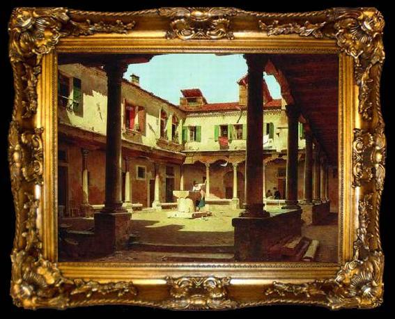 framed  unknow artist European city landscape, street landsacpe, construction, frontstore, building and architecture. 134, ta009-2